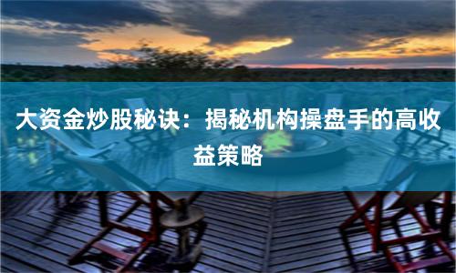 大资金炒股秘诀：揭秘机构操盘手的高收益策略